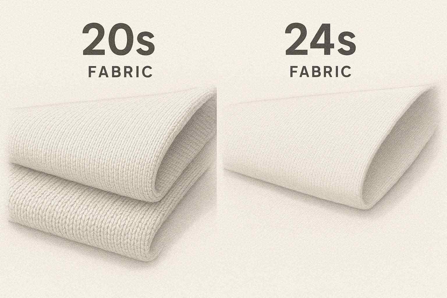 Perbandingan spesifikasi kain 20s dan 24s berdasarkan ketebalan dan tekstur