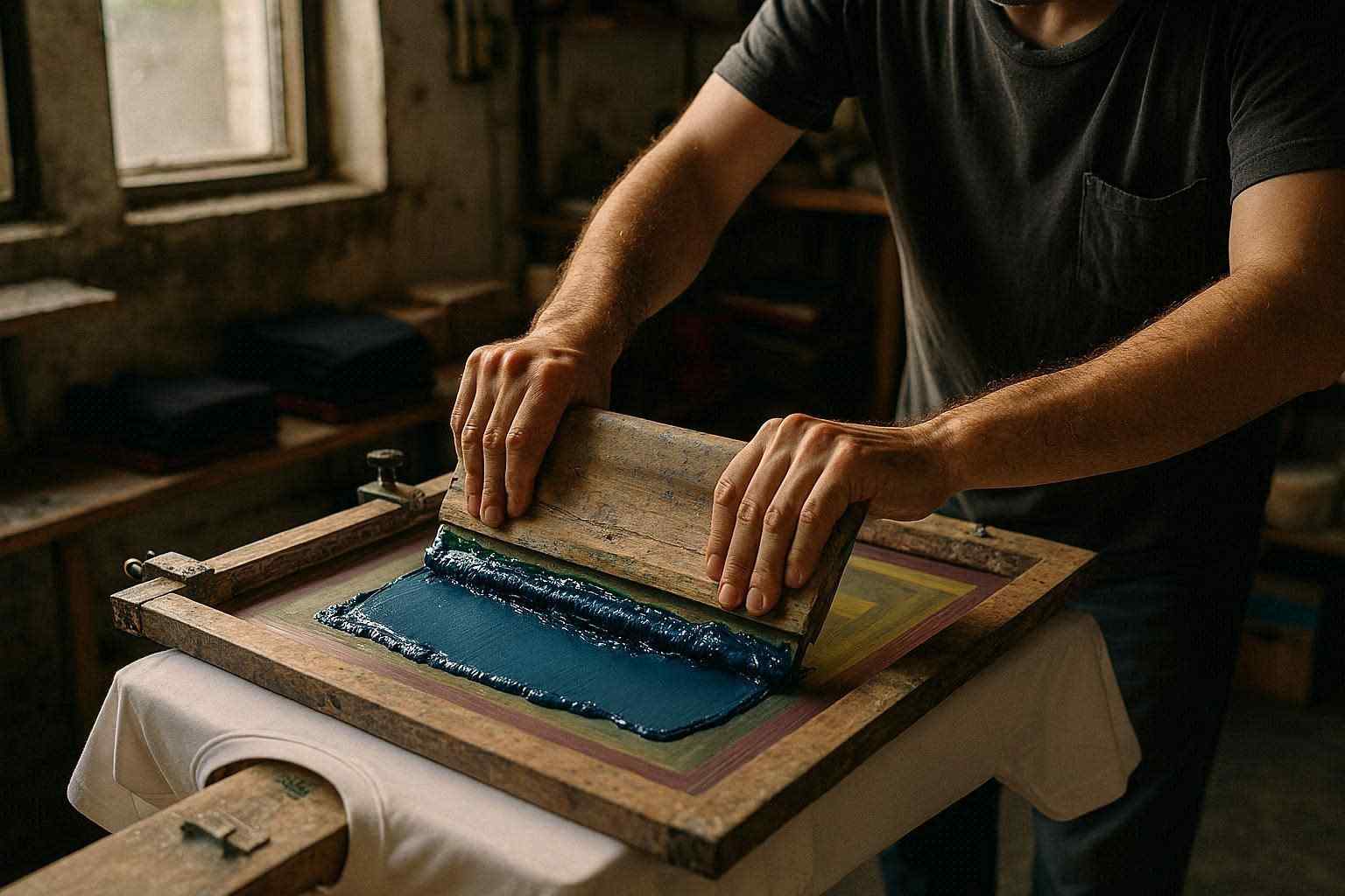 proses sablon kaos manual dengan screen dan rakel